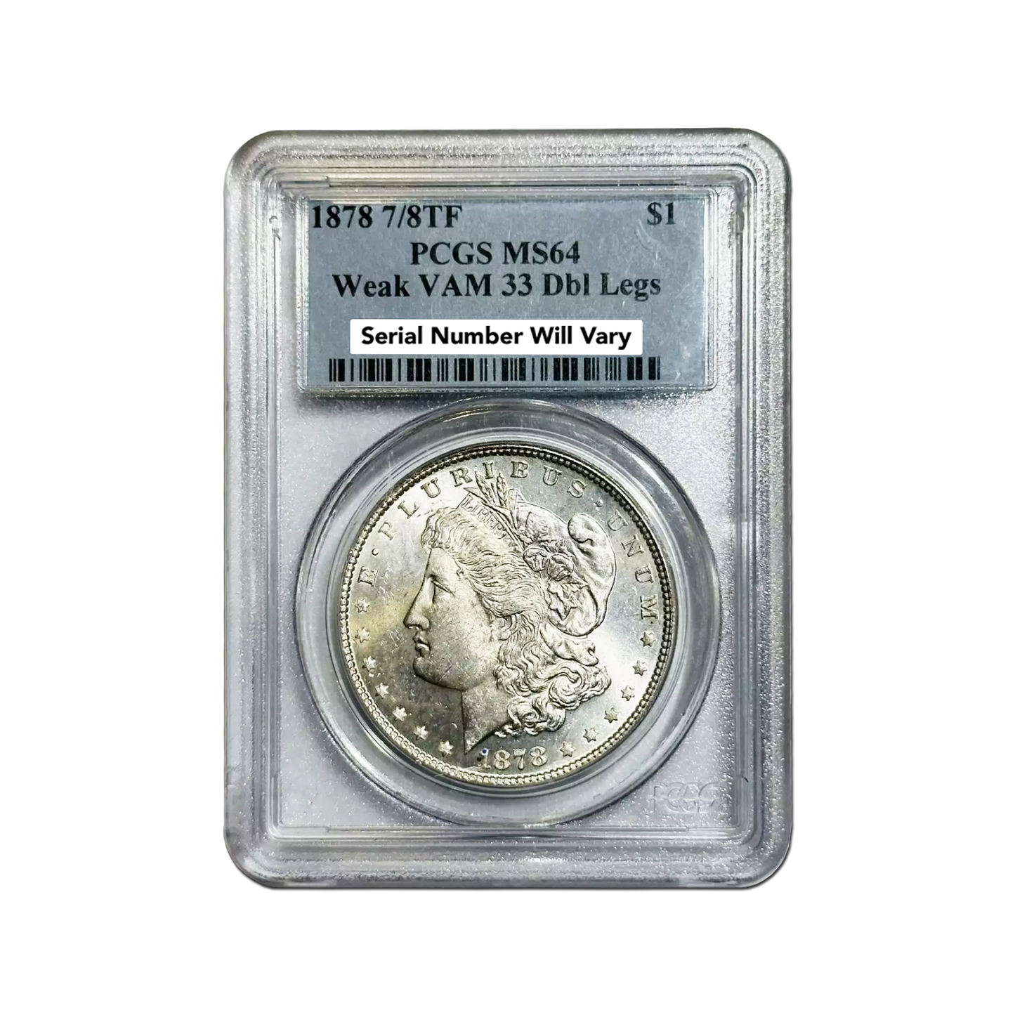 1878 Morgan Silver Dollar 7/8 Tailfeathers - Weak VAM 33 Dbl Legs - PCGS MS64