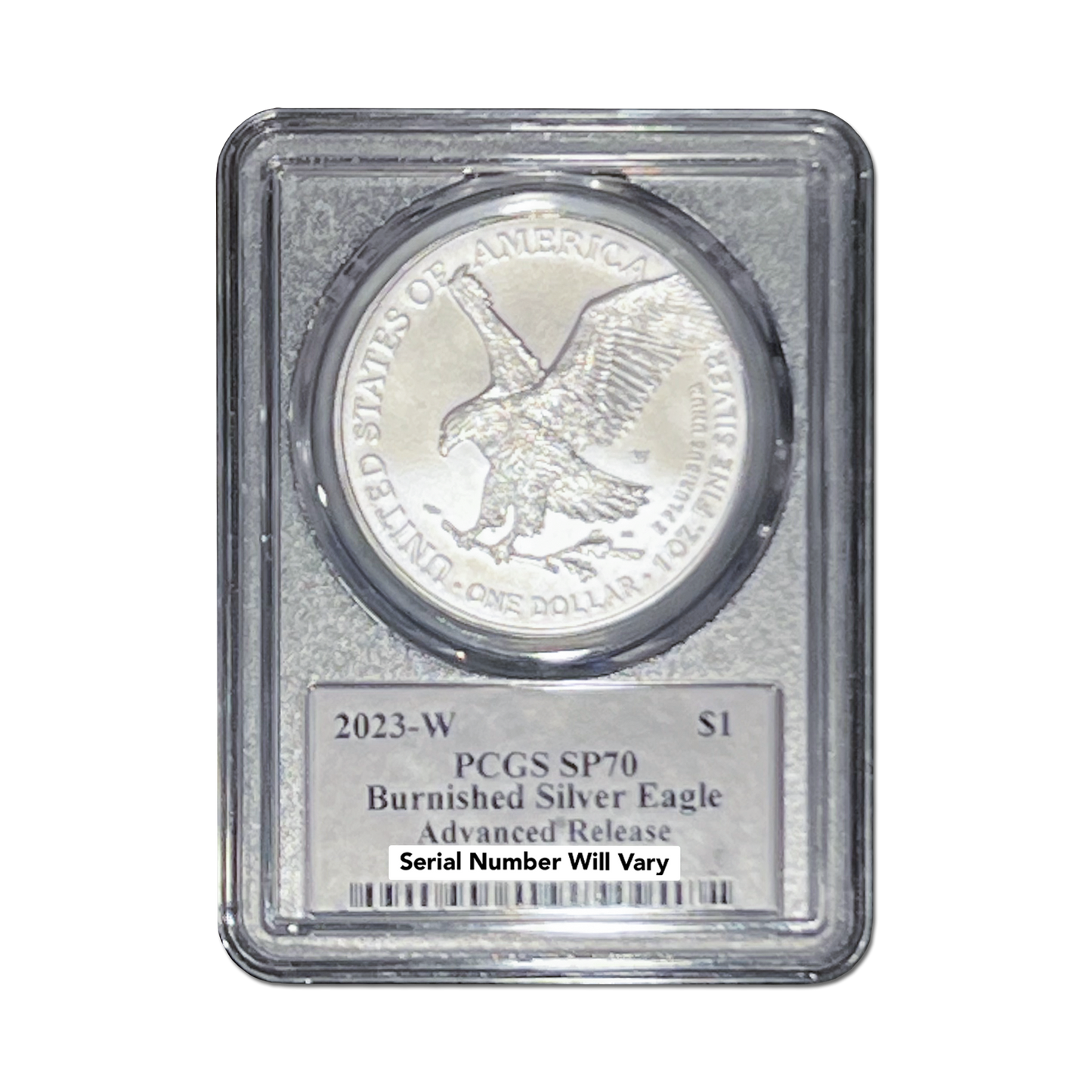 2023-W Burnished Silver Eagle - Cleveland Signature Label - PCGS SP70 Advance Release - CoinsTV