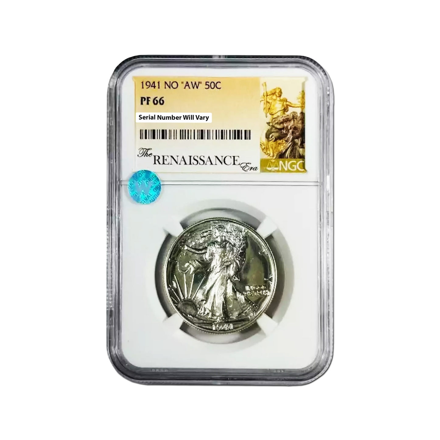 1941 Walking Liberty Half Dollar - The Renaissance Label - NO "AW" NGC PF66 Sight White - CoinsTV