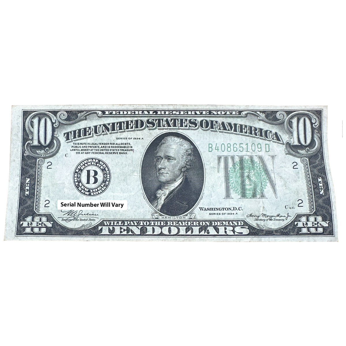 1934 Depression Era $10 Currency