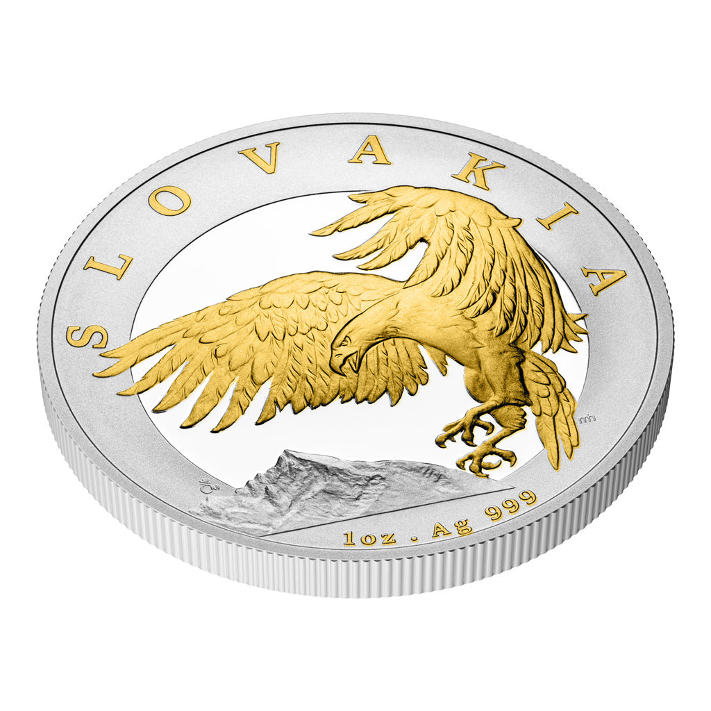 2024 Niue Slovakia Eagle Gold Gilt 1 oz Silver Coin in Card