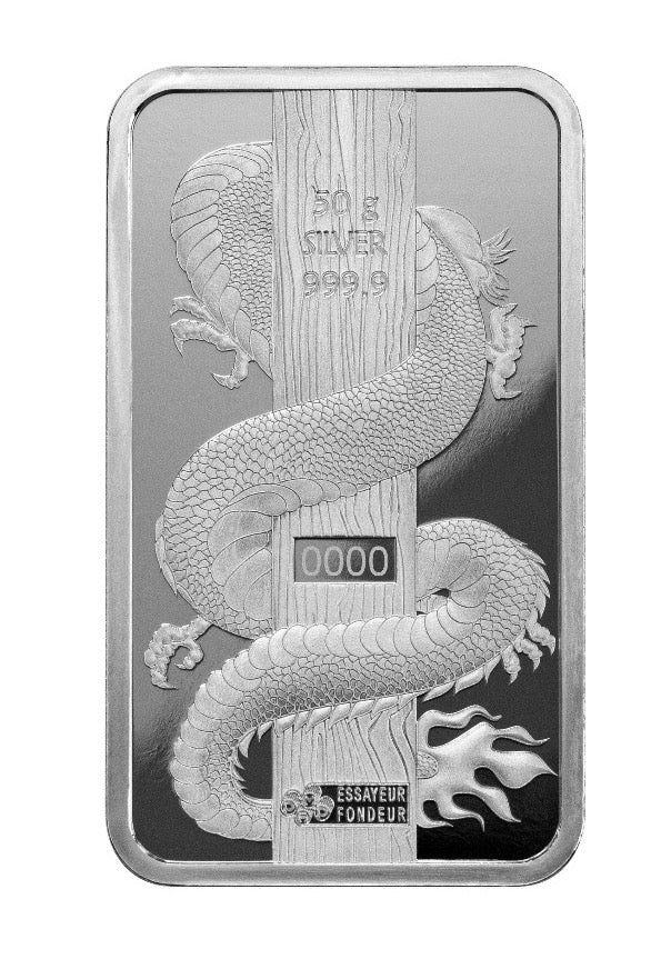 2024 Pamp Suisse Hologram Dragon - 50g Silver Bar - CoinsTV