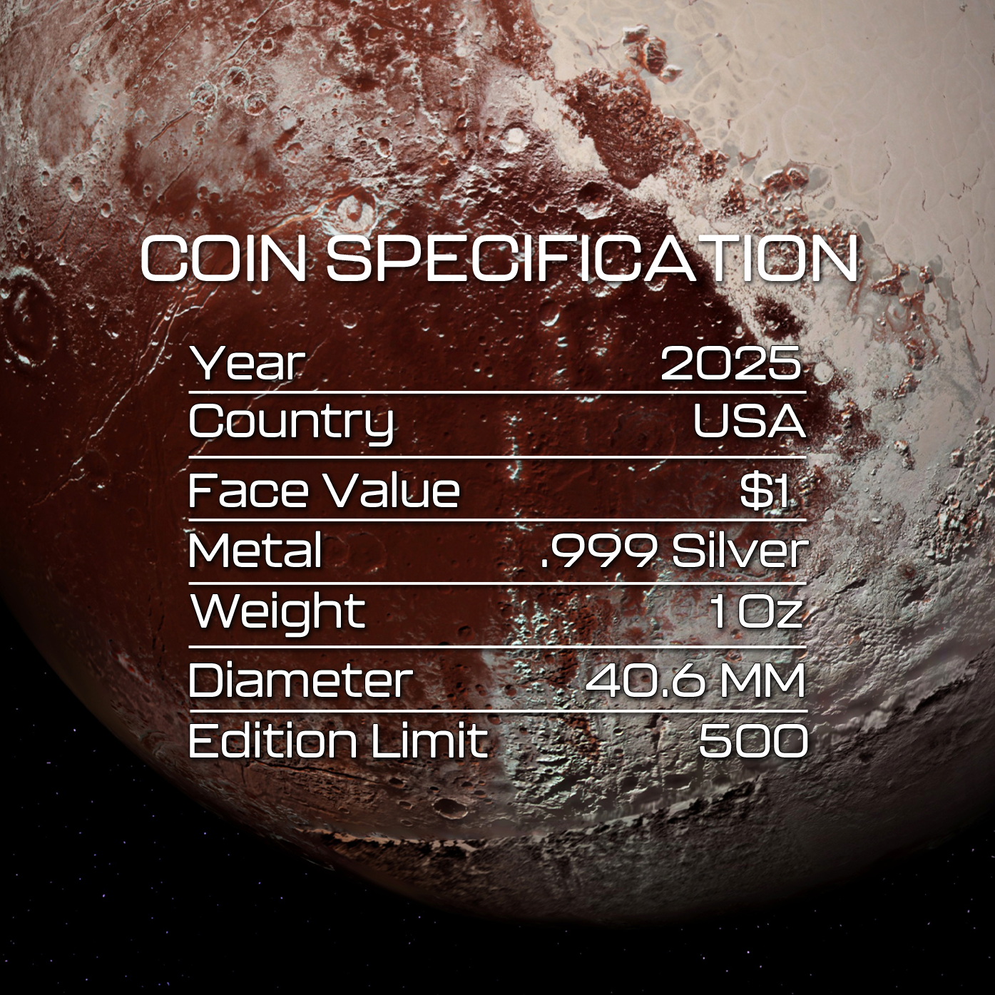 2025 Pluto Silver Eagle - Planets of the Solar System Series - CoinsTV