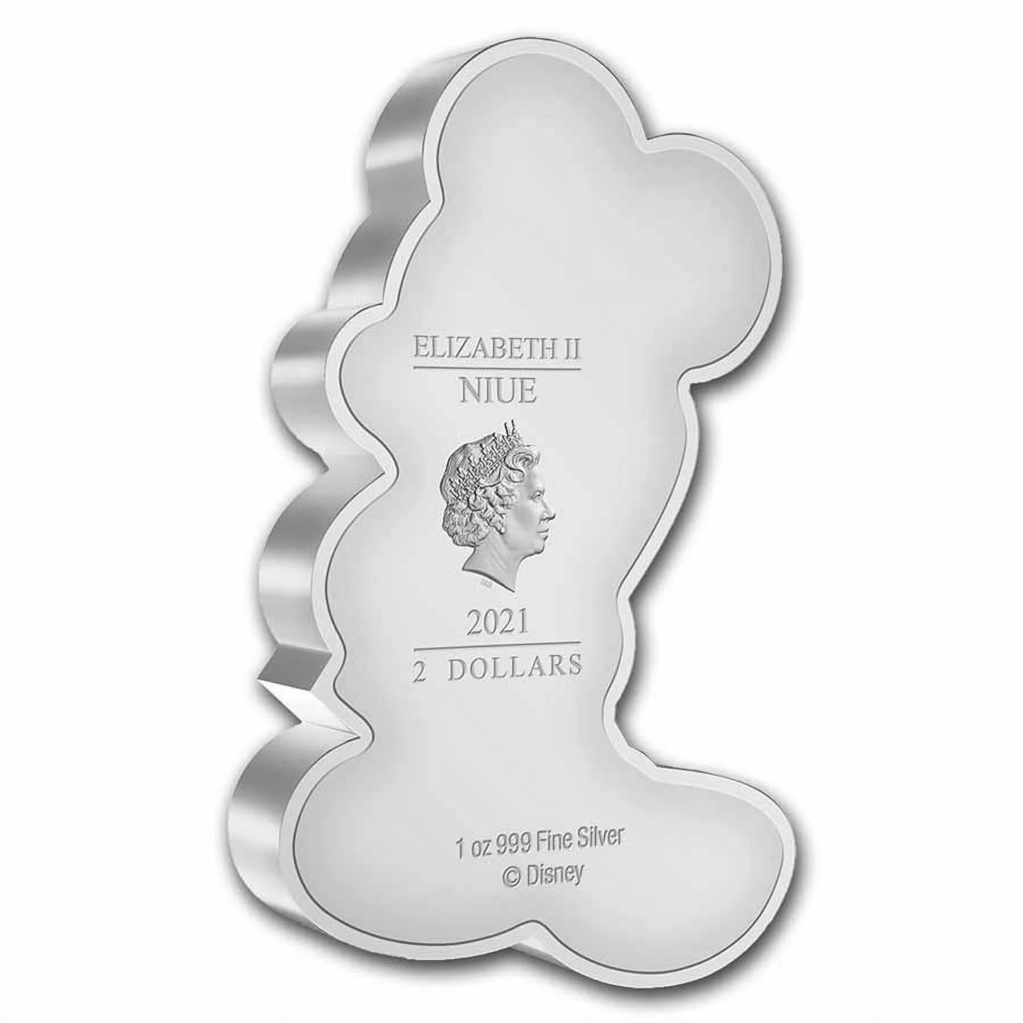 2021 Disney Mickey Mouse Shaped 1oz Silver
