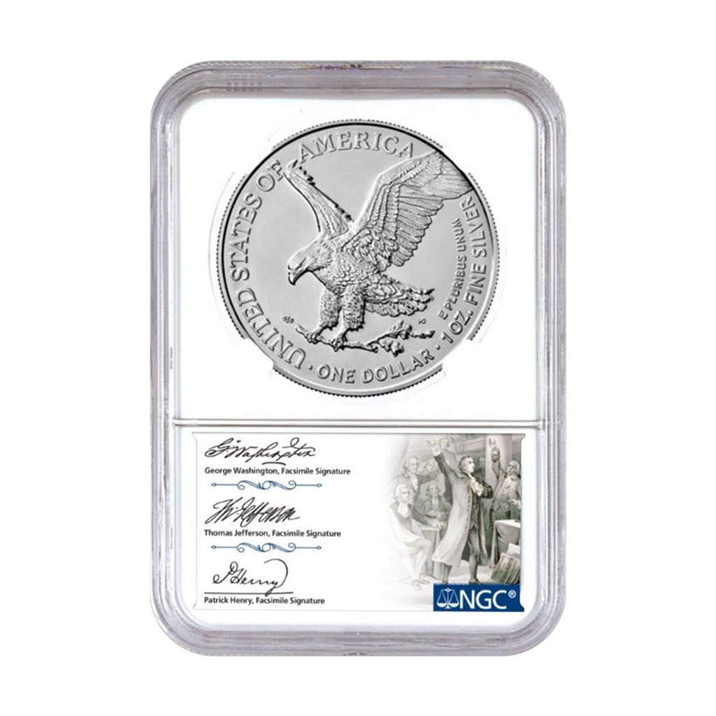 2024 (P) Silver Eagle NGC MS69 - First Star Privy - Founding Fathers Label - CoinsTV