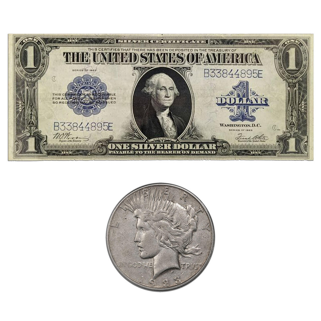 1923 Peace Dollar & Horse Blanket Note - The Last Large Note