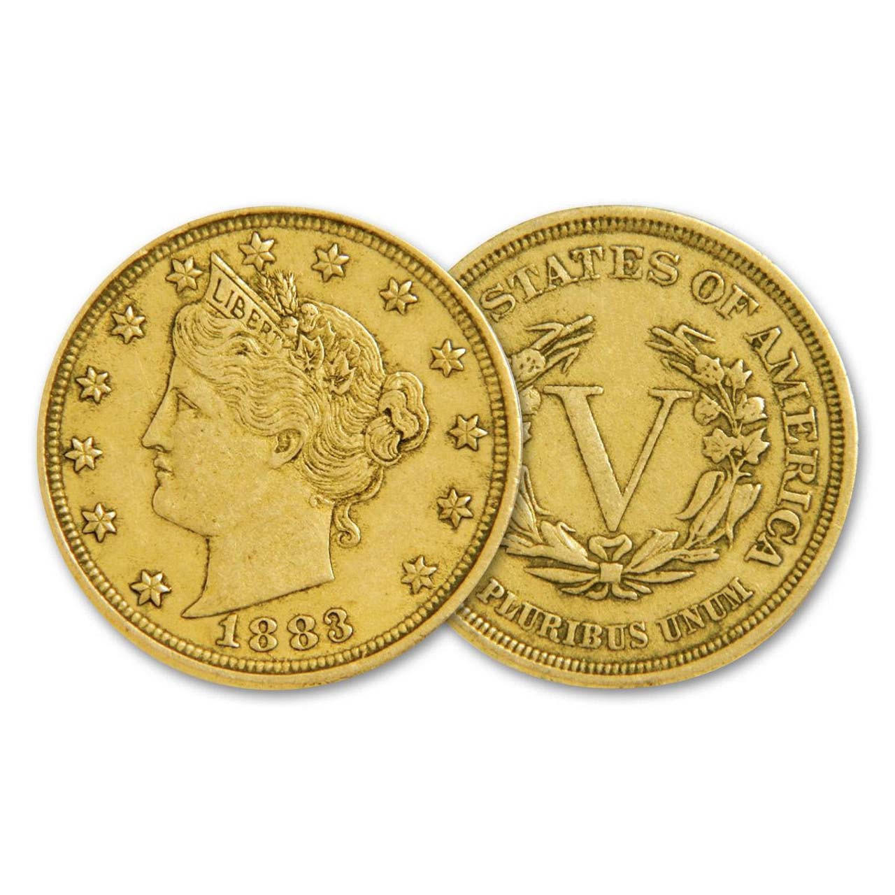 1883 Racketeer Nickel - Gold Enhanced - CoinsTV