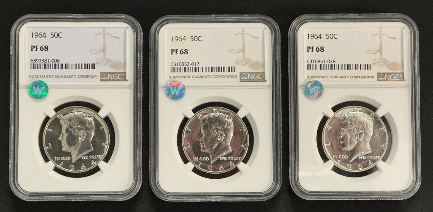 1964 Kennedy Half Dollar Philadelphia - NGC PF68 Sight White