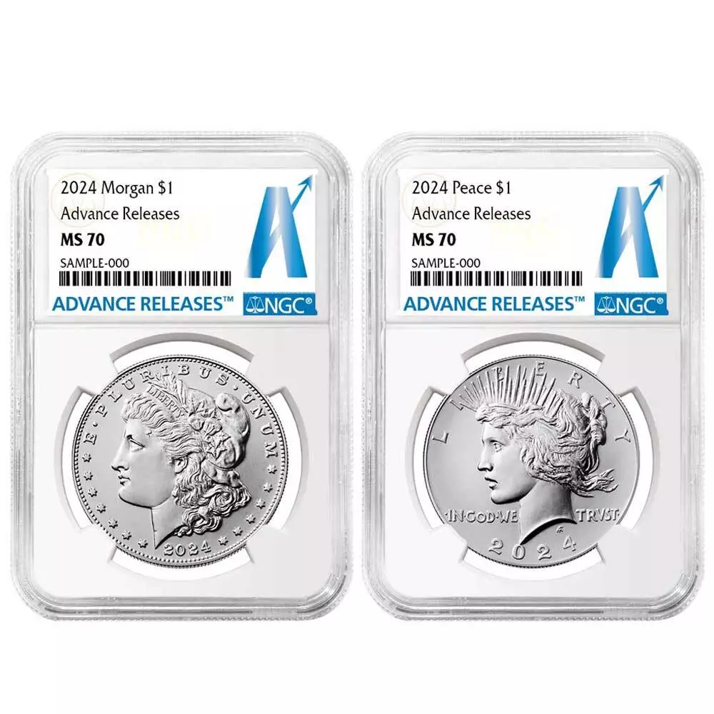 2024 Morgan & Peace Dollar 2 pc Set - NGC MS70 Advanced Release