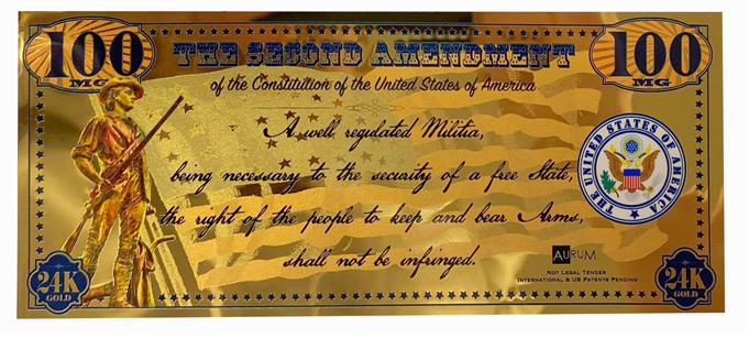 The Second Amendment Aurum 100 mg 24K Gold Note - CoinsTV