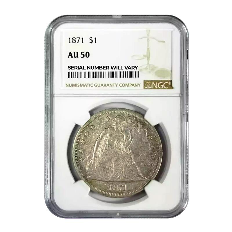 1871 Seated Liberty Silver Dollar - NGC AU50 - CoinsTV