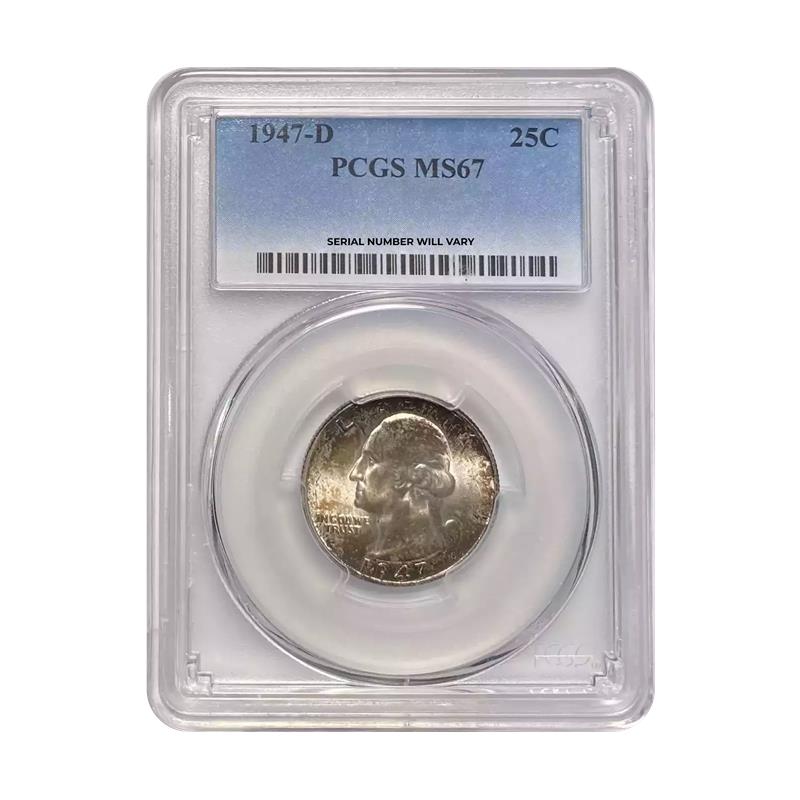 1947-D Washington Silver Quarter - PCGS MS67 - CoinsTV