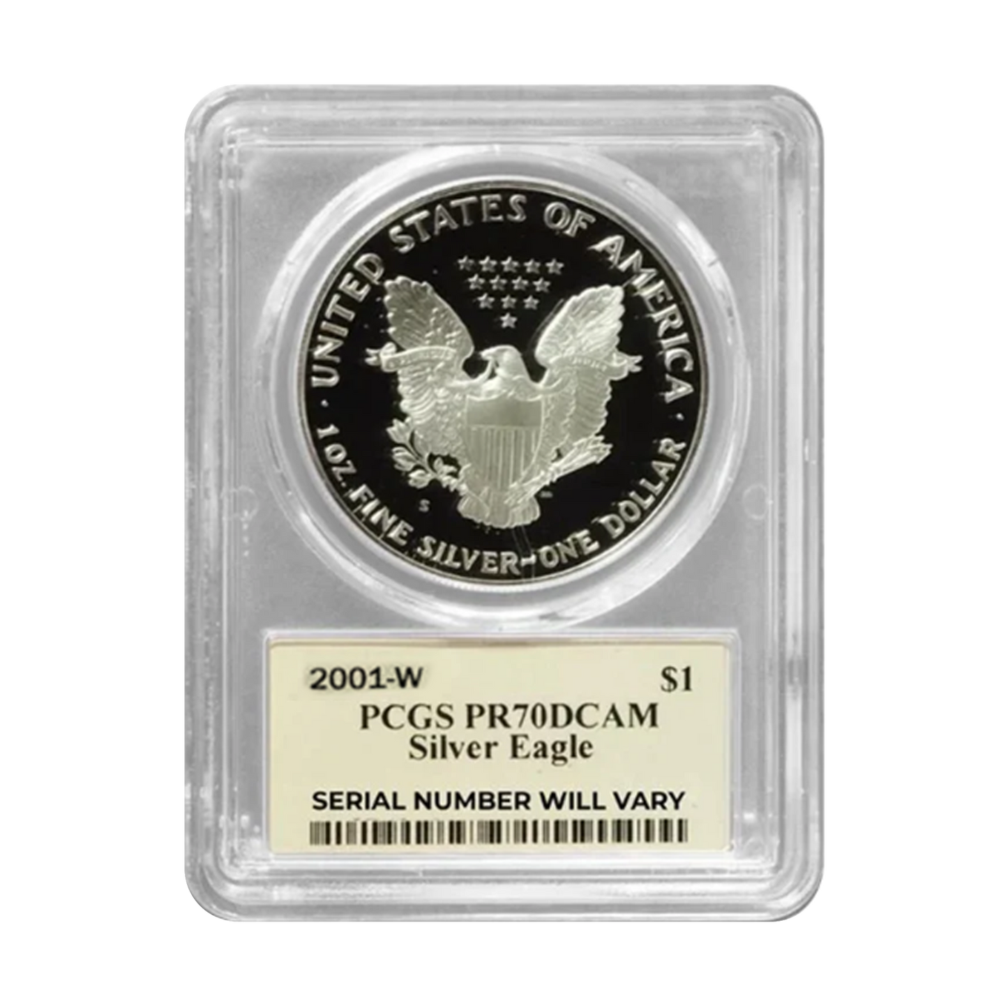 2001-W Silver Eagle - Minute Man Label - PCGS PR70 DCAM Thomas Cleveland Signature - CoinsTV