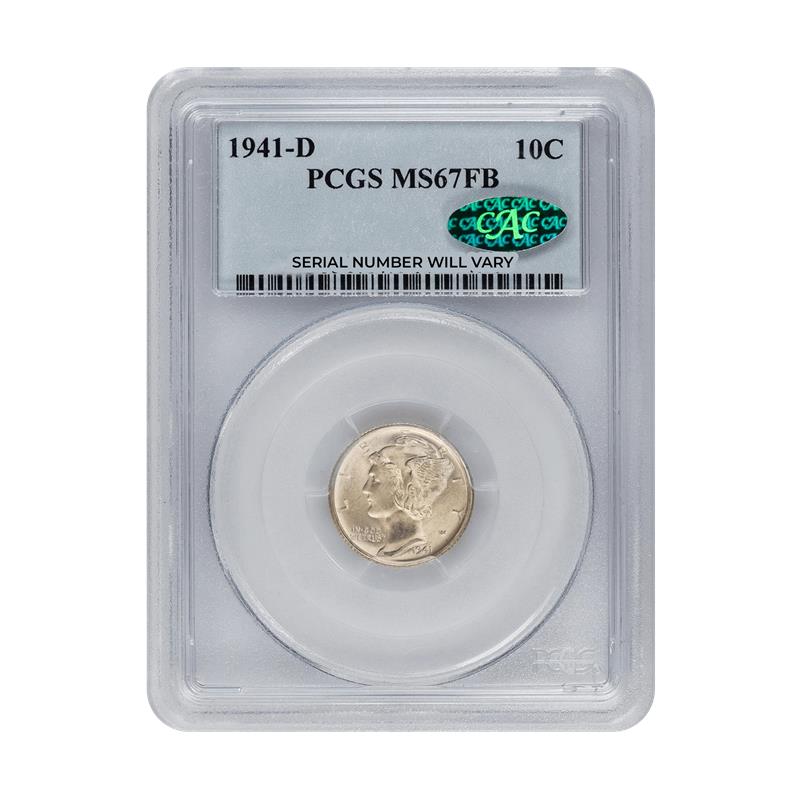 1941-D Mercury Dime - PCGS MS67FB CAC - CoinsTV