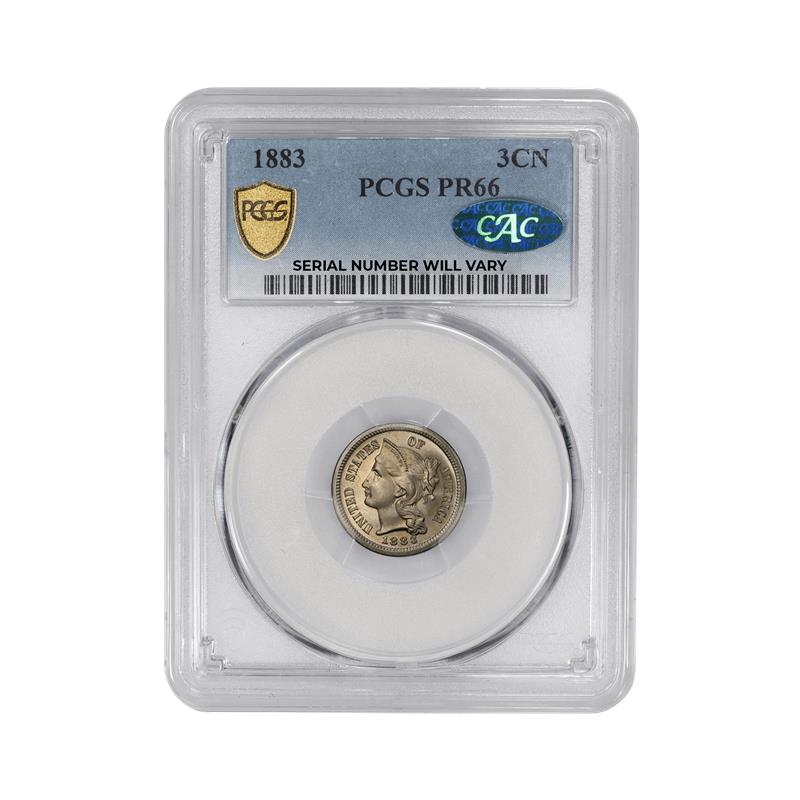 1883 Three Cent Nickel - PCGS PR66 CAC - CoinsTV