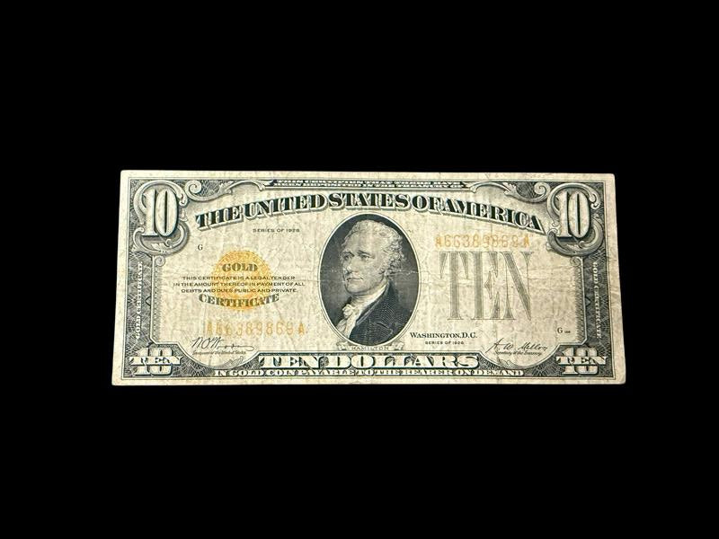 1928 $10 Gold Certificate - Yellow Seal - CoinsTV