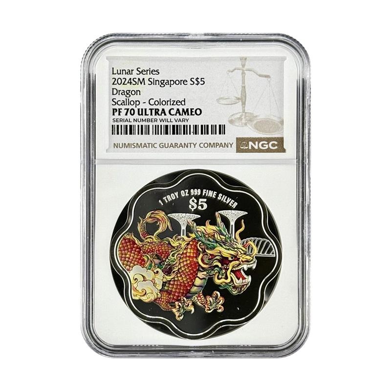 2024 Singapore Lunar Dragon Colorized 1 oz Silver Coin NGC PF 70 UCAM