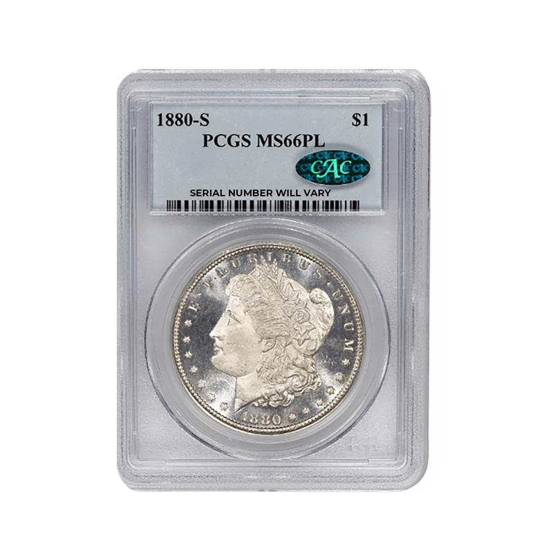 1880-S Morgan Silver Dollar San Francisco - PCGS MS66PL CAC - CoinsTV