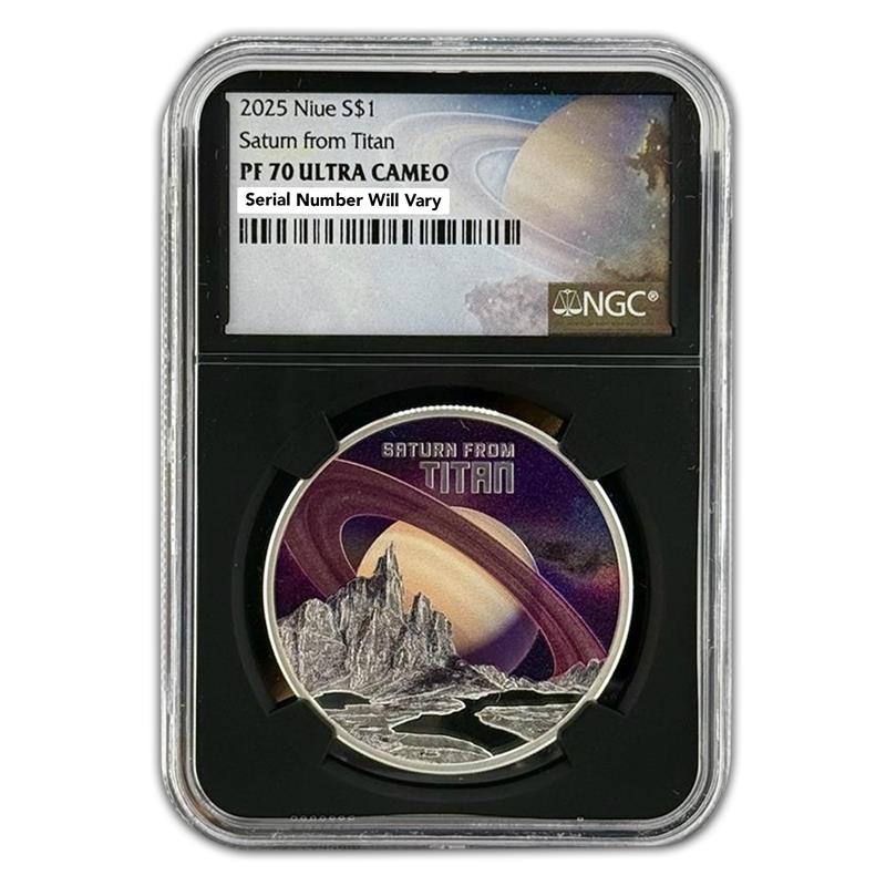 2025 Niue Saturn From Titan 1 oz Silver Coin NGC PF 70 UCAM Galaxy Label