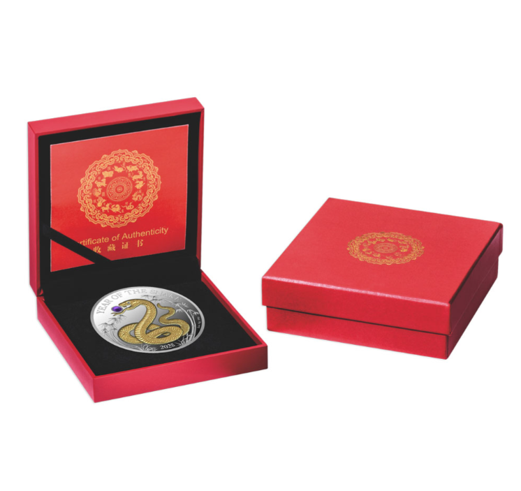 2025 Vanuatu Year of the Snake with Pearl 1 oz Silver Coin - CoinsTV