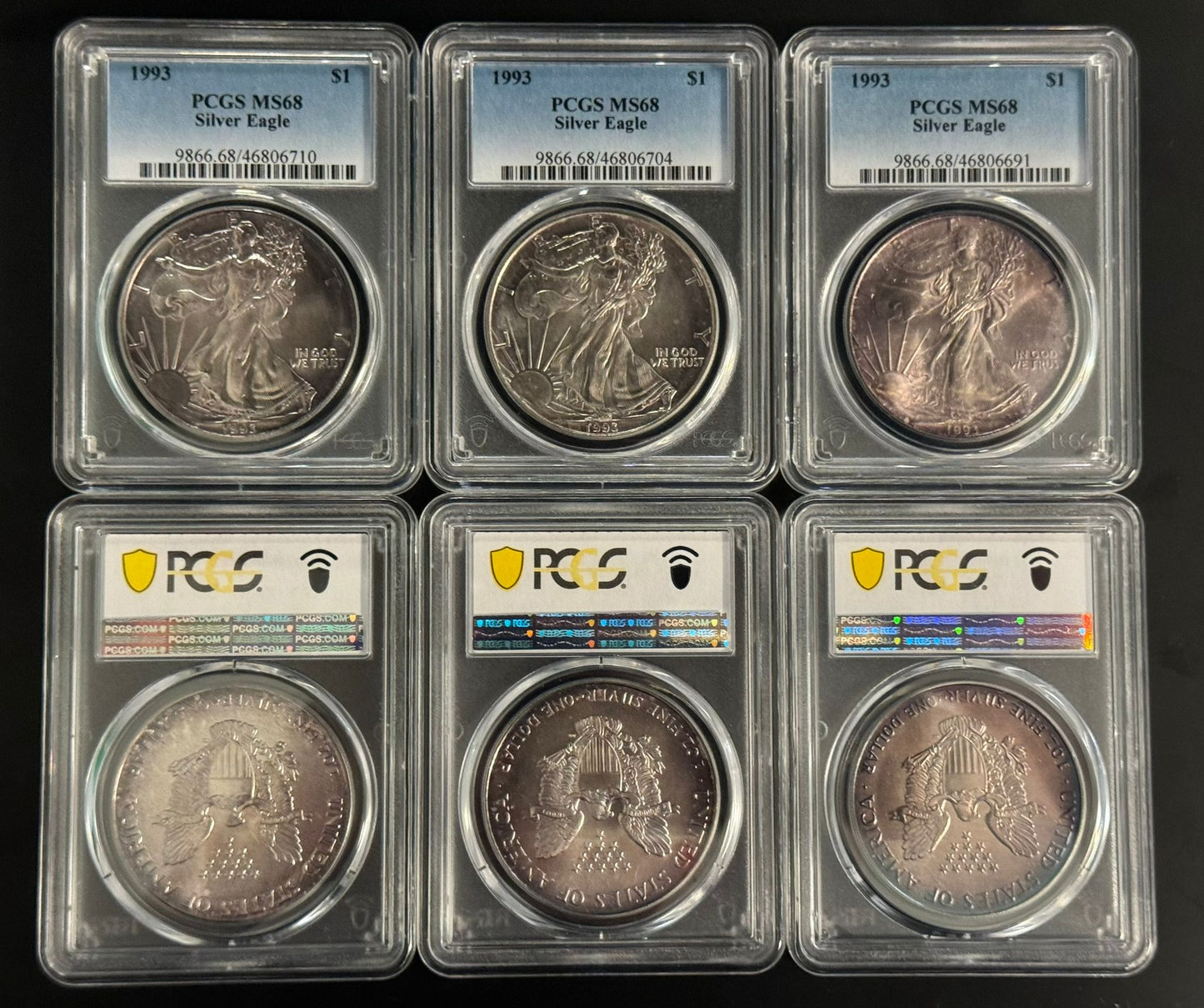 1993 Toned Silver Eagle PCGS MS68 - CoinsTV