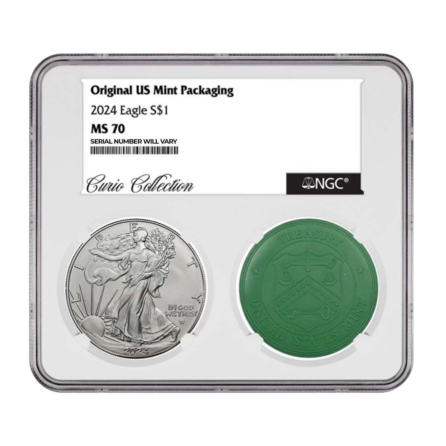 2024 Silver Eagle NGC MS70 w/ Original U.S. Mint Packaging (Curio Collection)