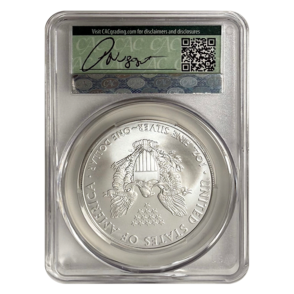 2009 Silver Eagle CAC MS70 - Flag Label - Paul Nugget Signature - CoinsTV