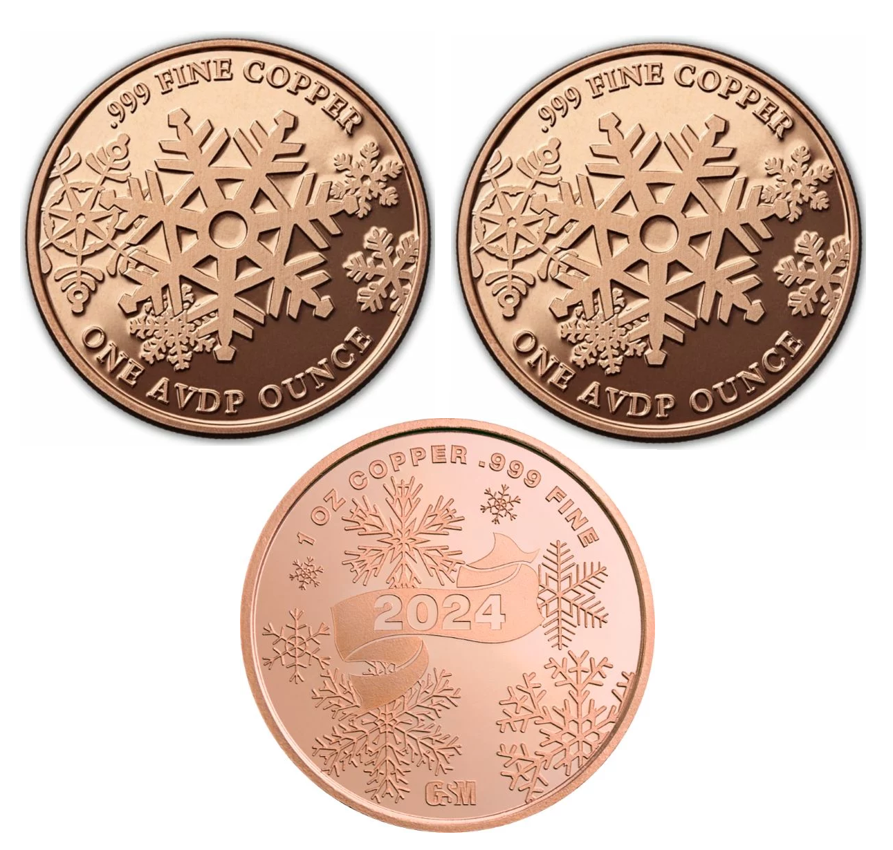 Christmas Themed Copper Rounds - 3 Piece Set - CoinsTV