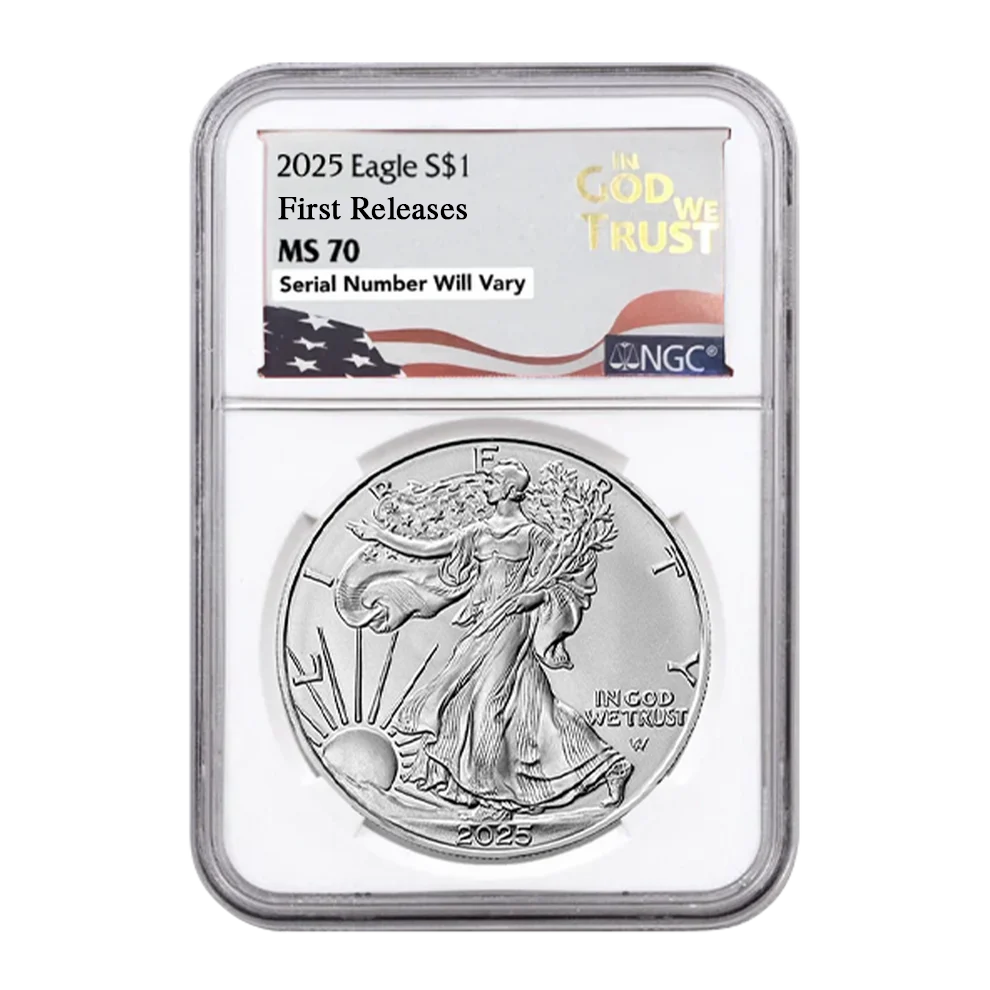 2025 Silver Eagle - In God We Trust Label - NGC MS70 First Releases