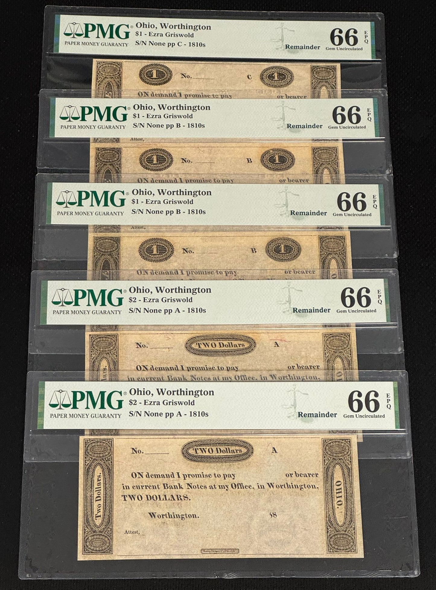 1810 Worthington Obsolete Note - PMG Certified 66 - CoinsTV