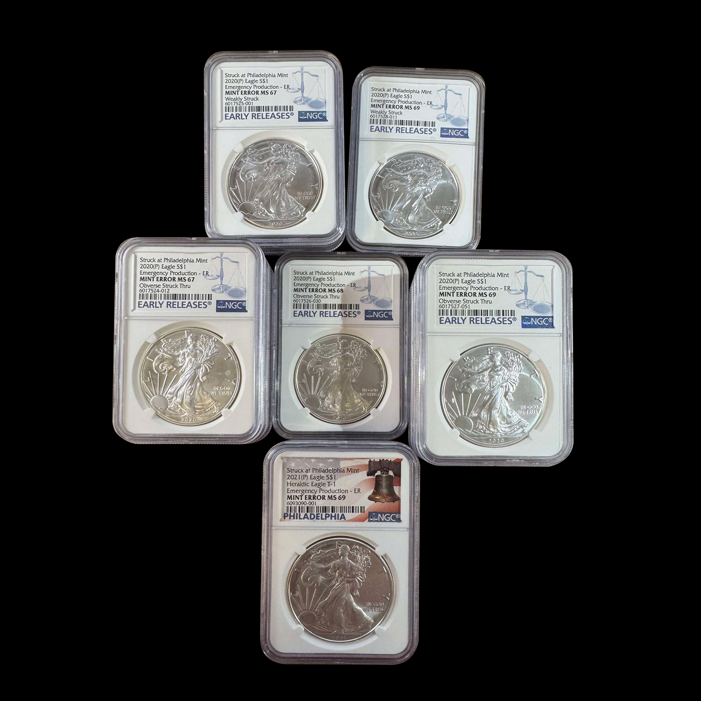 NGC Certified Silver Eagle Struck Through Errors Grab Bag - CoinsTV