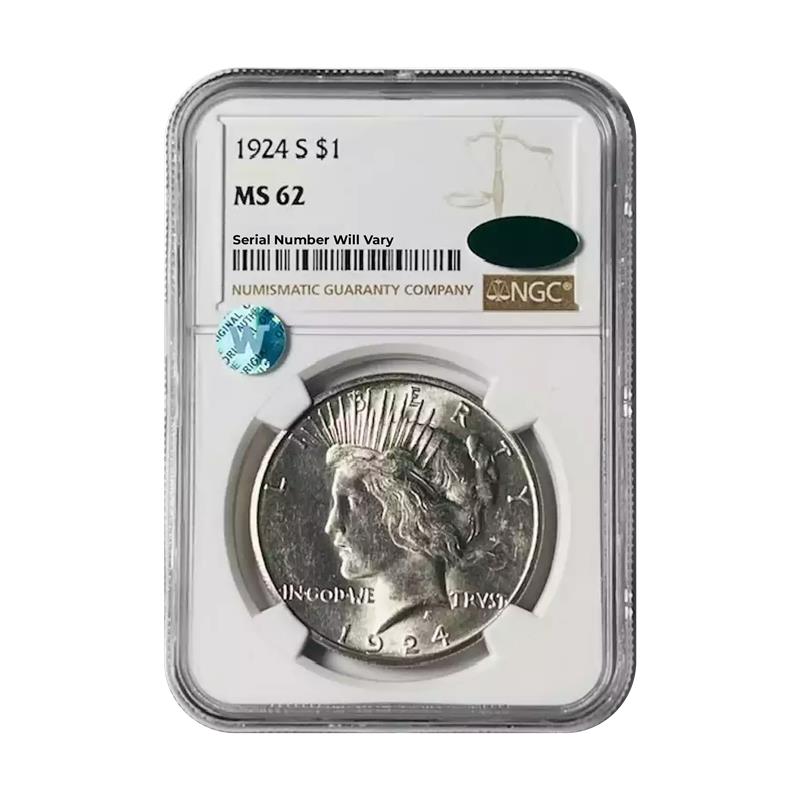 1924-S Peace Dollar - NGC MS62 CAC Sight White - CoinsTV