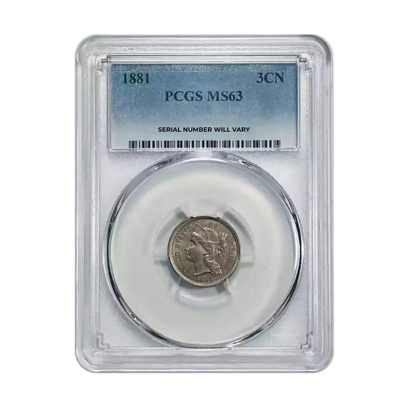 1881 Three Cent Nickel - PCGS MS63 - CoinsTV
