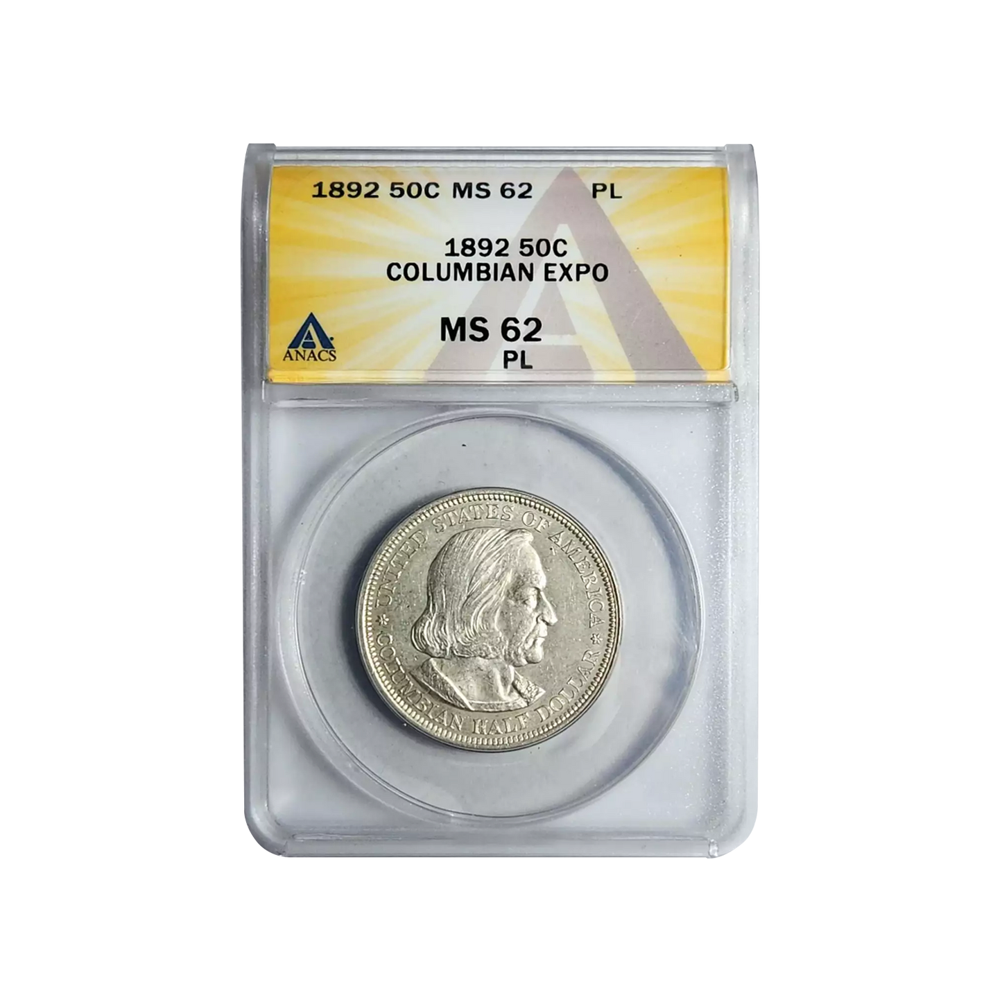 1892 Columbian Exposition Silver Half Dollar - ANACS MS62 PL