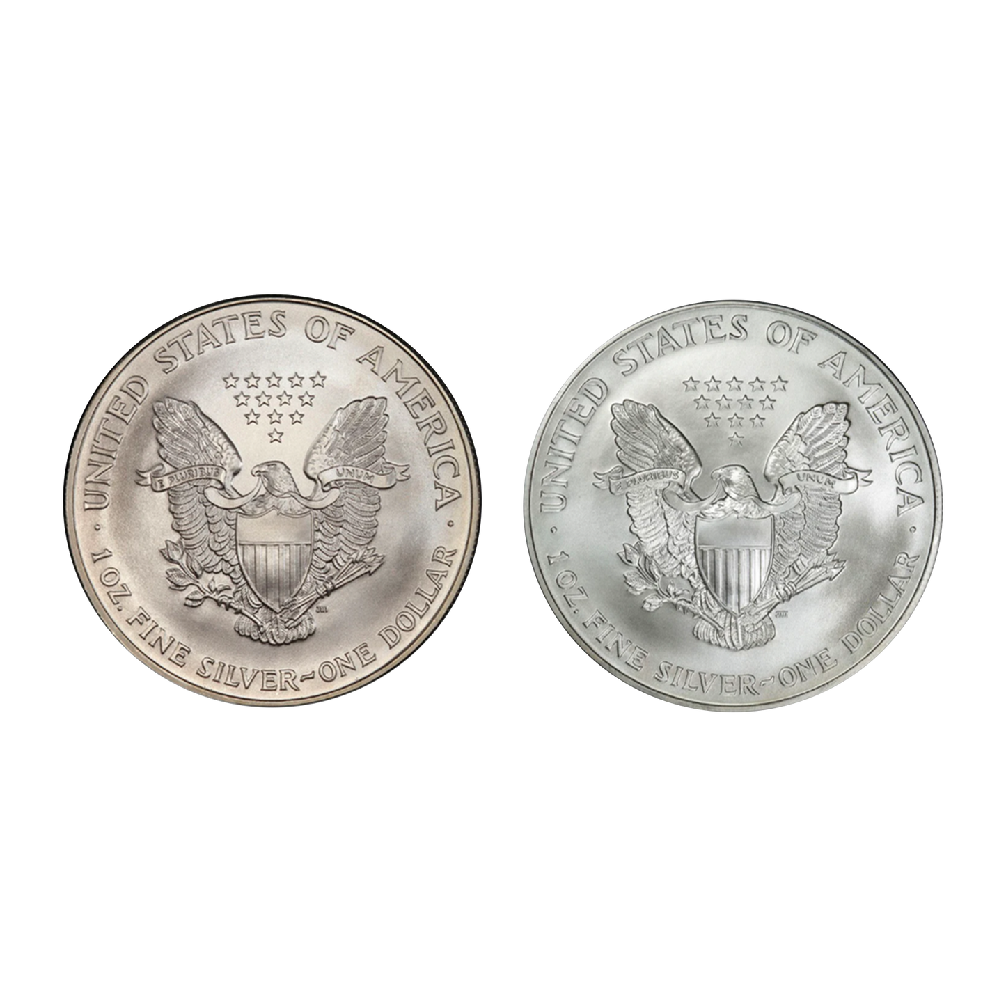 1997 & 1998 Silver Eagle The Pre-Millennium Set Brilliant Uncirculated - CoinsTV