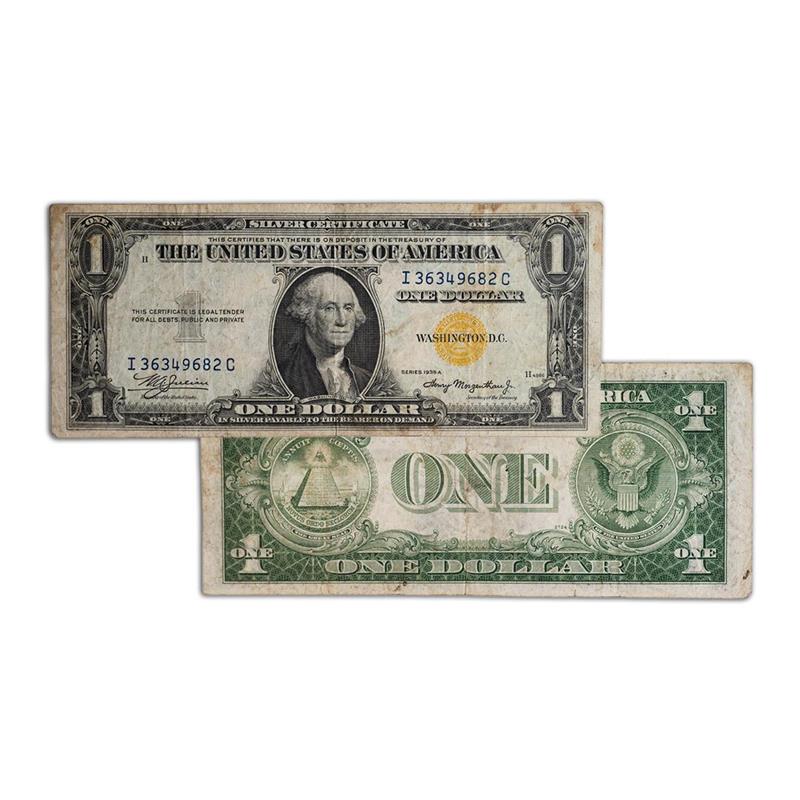 1935 World War II Emergency Silver Certificate - $1 North Africa Yellow Seal Currency Note