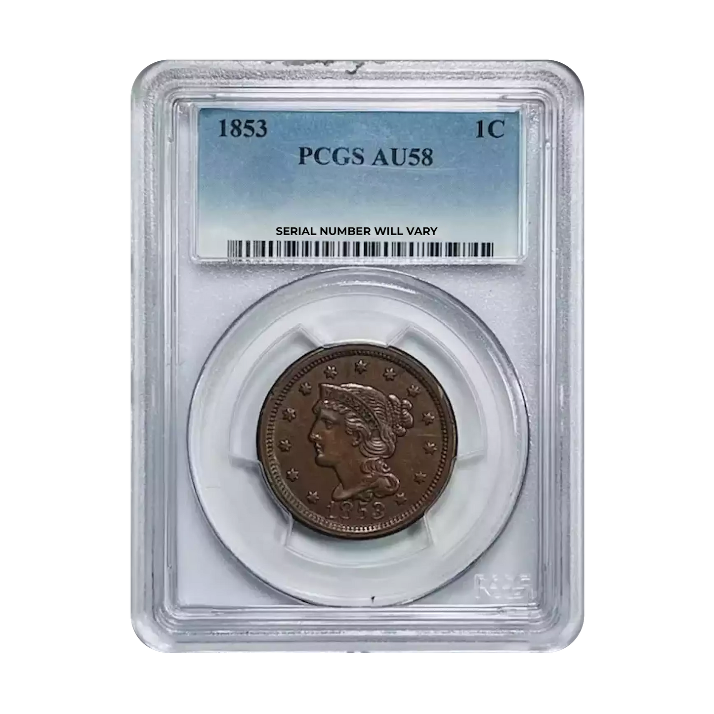 1853 Braided Hair Large Cent - PCGS AU58 - CoinsTV