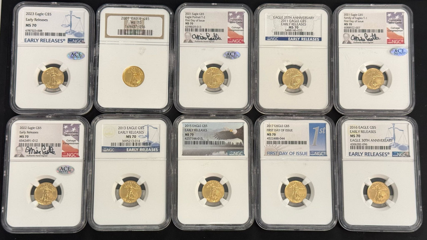 Gold 1/10th oz Certified MS70 Grab Bag - CoinsTV