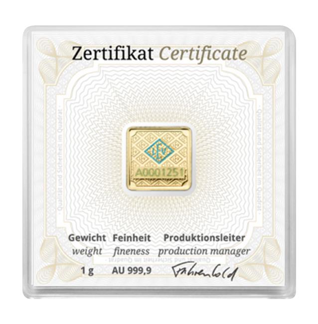 Geiger 1 gram Gold Carded Bar - CoinsTV