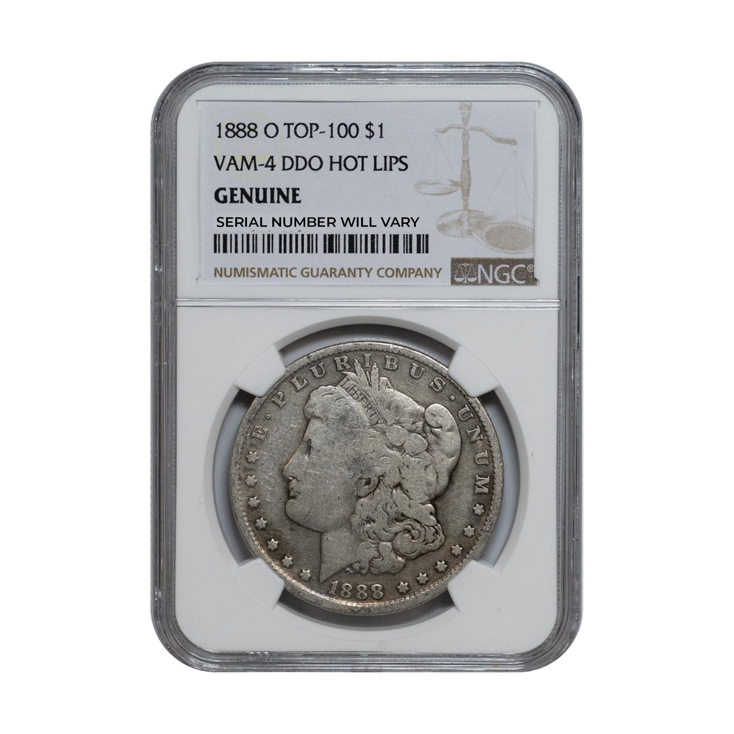 1888-O Morgan Dollar NGC Genuine "Hot Lips" - CoinsTV