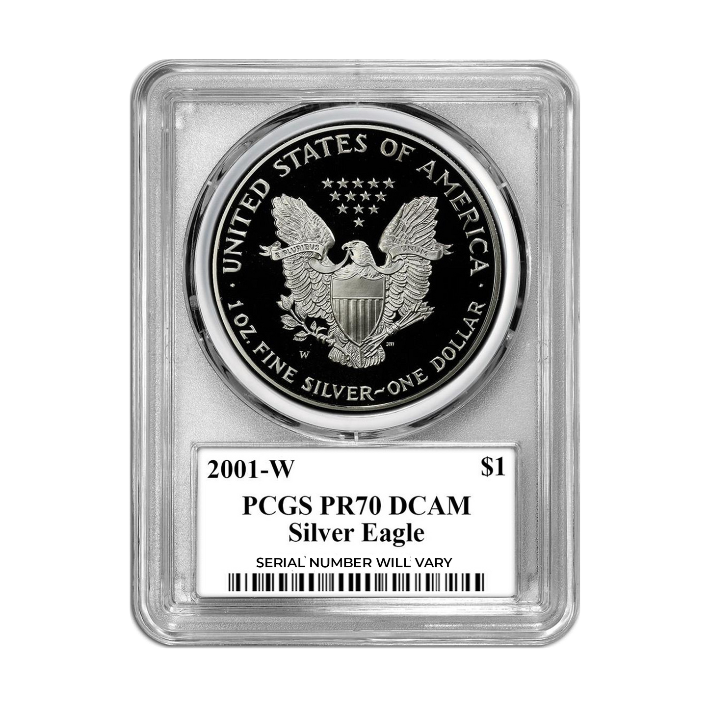 2001-W Silver Eagle - PCGS PR70 DCAM TD Rogers Signature - CoinsTV