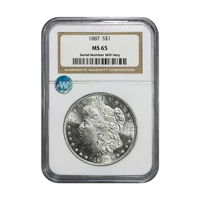 1887 Morgan Silver Dollar Philadelphia - NGC MS65 Sight White