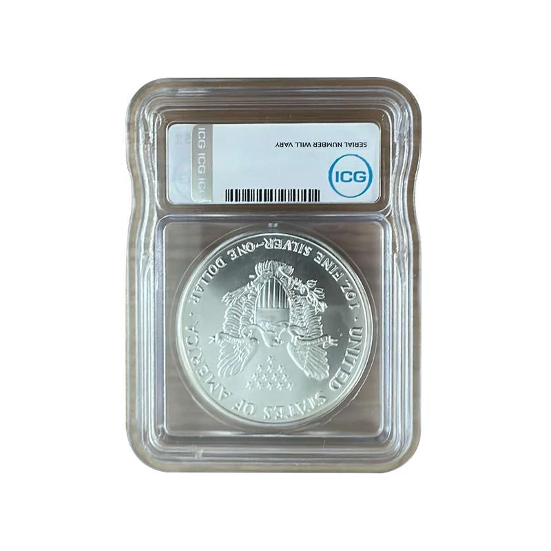 1990 Silver Eagle - Austin Hutto Signature - ICG MS70 - CoinsTV