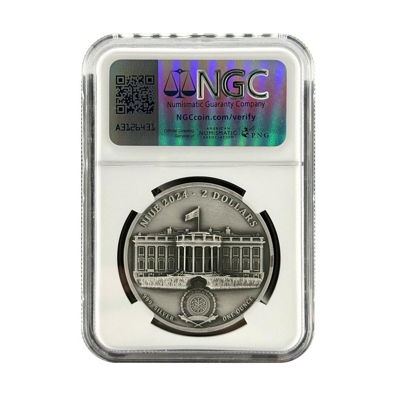 2024 Niue The White House Antiqued 1 oz Silver Coin - NGC MS70