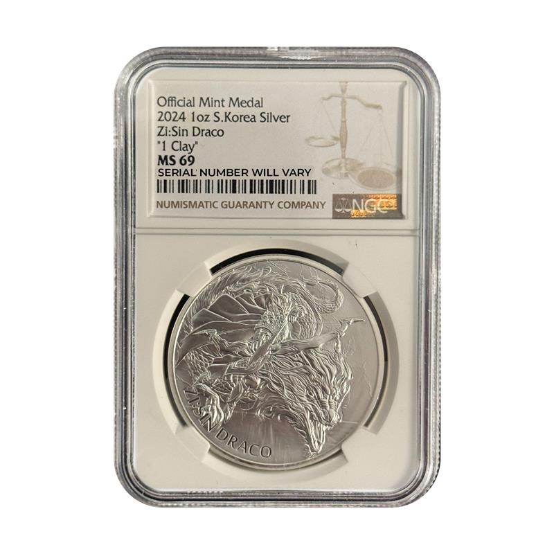 2024 South Korea 1 oz Silver - Zi:Sin Draco - NGC MS69