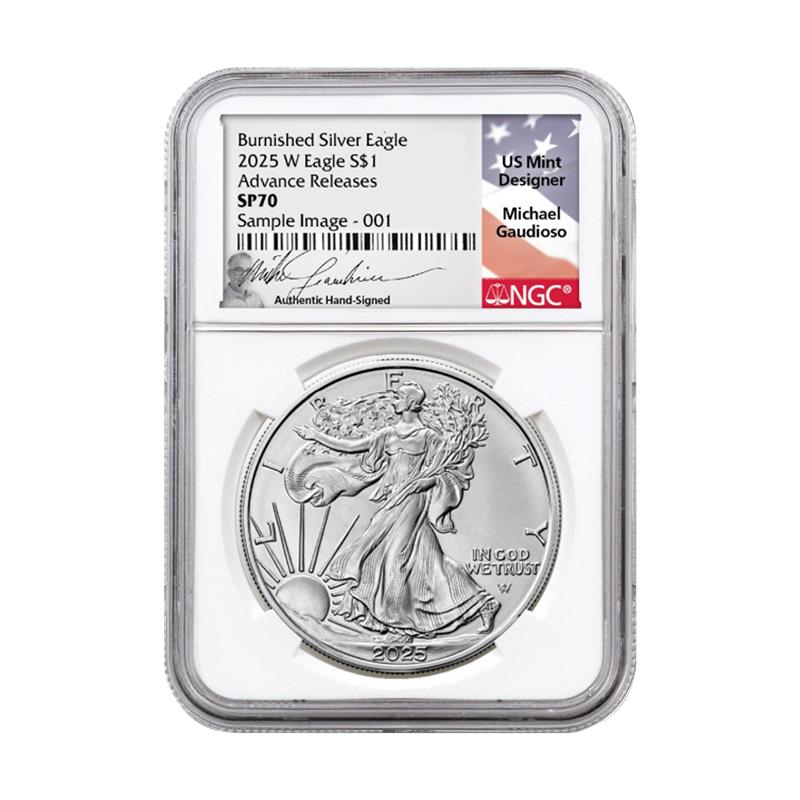 2025 W Burnished Silver Eagle - NGC SP70 AR Michael Guadioso Signature - CoinsTV
