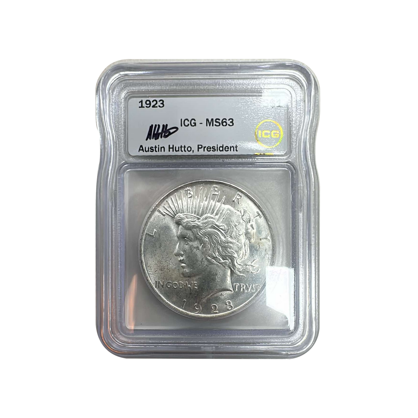 1921 Morgan Silver Dollar Philadelphia - Austin Hutto Signature - ICG MS63