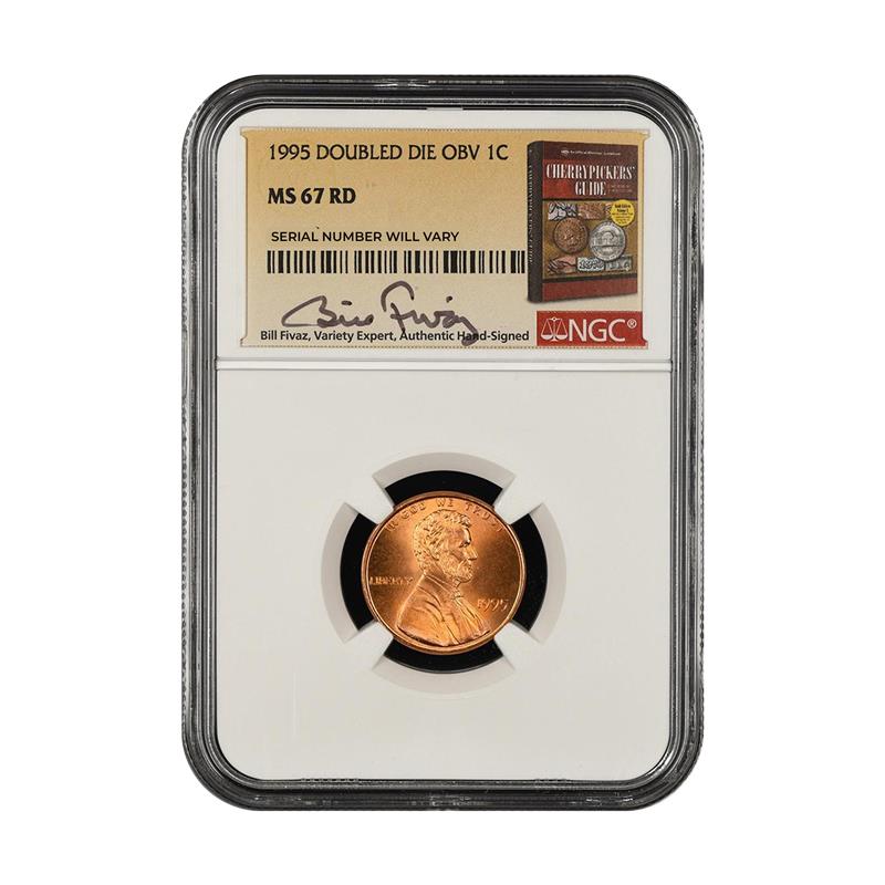1995 Lincoln Cent - Doubled Die Obv. - MS67 RD Fivaz Signature - CoinsTV