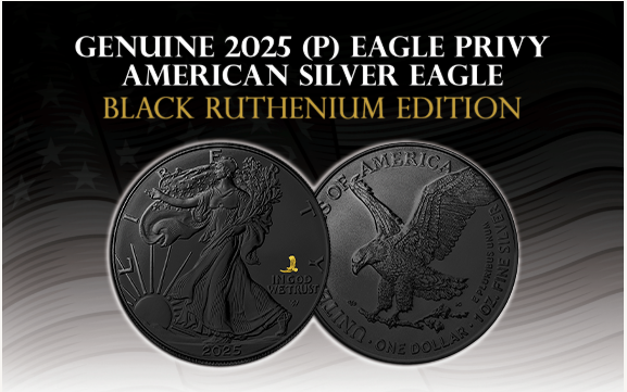 2025 U.S. Eagle with Eagle Privy Black Ruthenium Gold Privy Edition 1 oz Silver Coin - CoinsTV