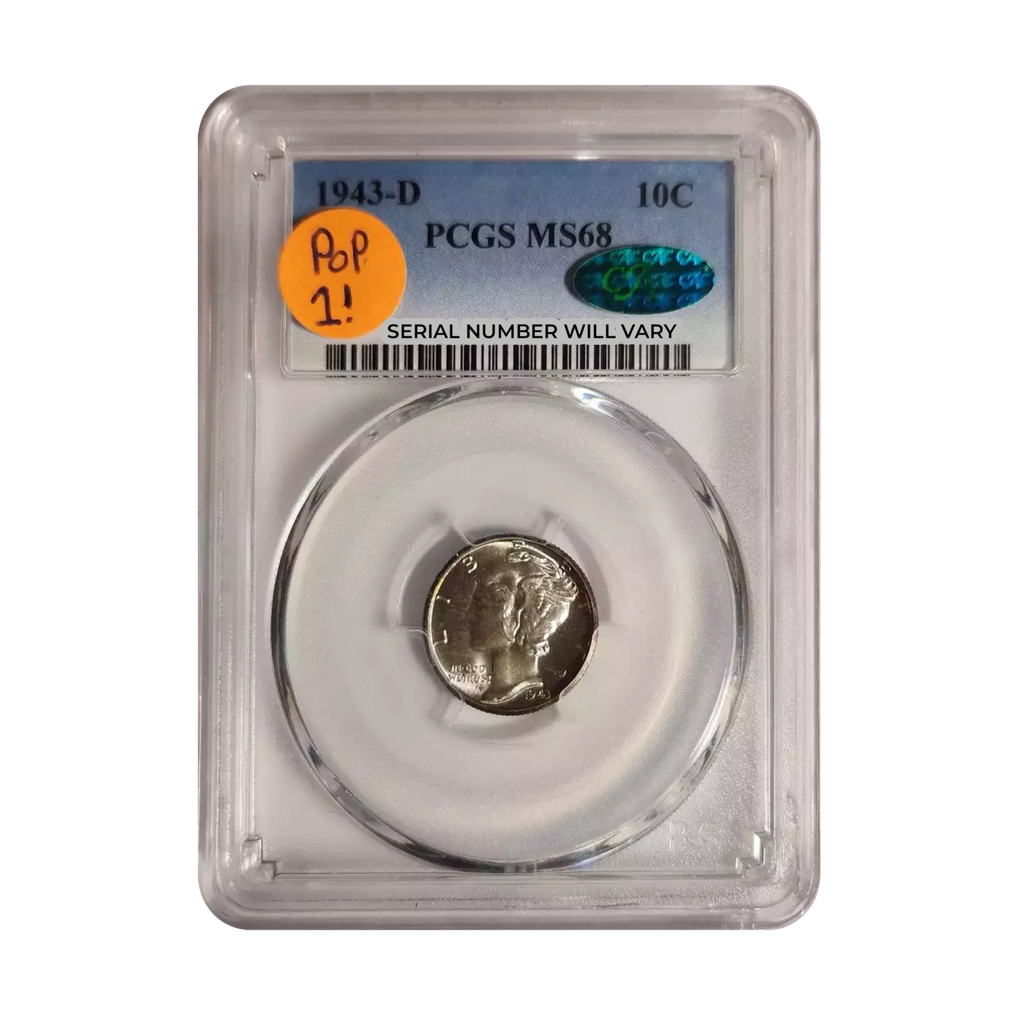 1943-D Mercury Silver Dime Denver - PCGS MS68 CAC - CoinsTV